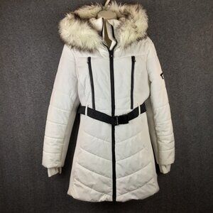 Michael Kors Faux Fur Hooded Belted Water Resistant Puffer Jacket Size PXL
